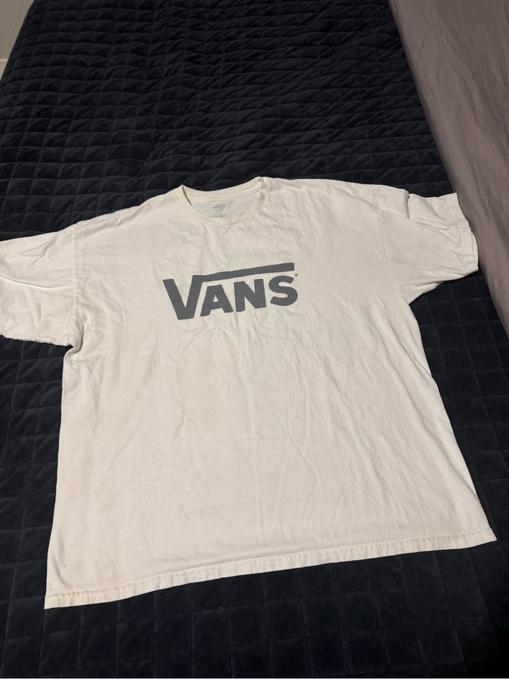 Vans White Short-Sleeve Logo Tee with Gray Print
